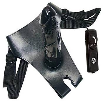 Black Strap On Titreimli 17 cm. Zenci Jel Protez Penis - rn Kodu: 559845