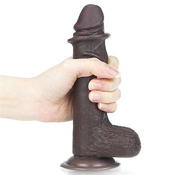 Yeni Nesil ift Katmanl 17.5 cm Zenci Realistik Vantuzlu Penis - rn Kodu: 317011