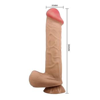 Yeni Nesil ift Katmanl 26 cm X 5.5 cm Realistik Vantuzlu Penis - rn Kodu:ELL1324