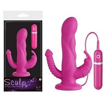 Sculp Klitoris Uyarıcılı Titreşimli Silikon Çatal Vibratör - Ürün Kodu: C796