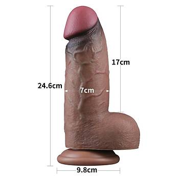Yeni Nesil ift Katmanl Dev 24.6 cm X 7 cm Realistik Melez Vantuzlu Penis - rn Kodu:LV411061