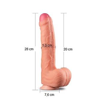 Yeni Nesil ift Katmanl Dev 28 cm X 5.3 cm Realistik Vantuzlu Penis - rn Kodu:LV411011