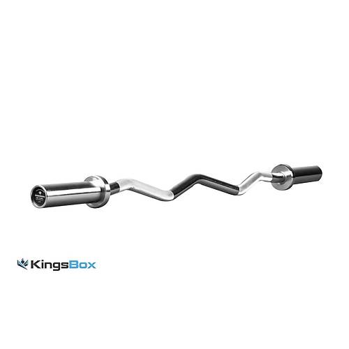 KingsBox Olimpik EZ Biceps Curl Bar Siyah Krom