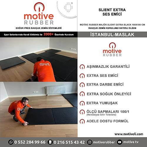 Motive Rubber Souk Pres Majr Black Absorber Ses Emici 100x100 cm 3 cm Profesyonel Anmazlk Garantili Souk Pres Kauuk Zemin 1 Adet