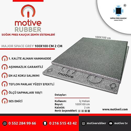 Motive Rubber Souk Pres Majr Space Grey 100x100 cm 2 cm Profesyonel Anmazlk Garantili Souk Pres Kauuk Zemin 1 Adet
