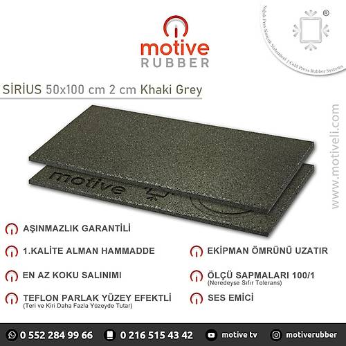 Motive Rubber Souk Pres Sirius Khaki Grey 50x100 cm 2 cm Profesyonel Anmazlk Garantili Souk Pres Kauuk Zemin 1 Adet