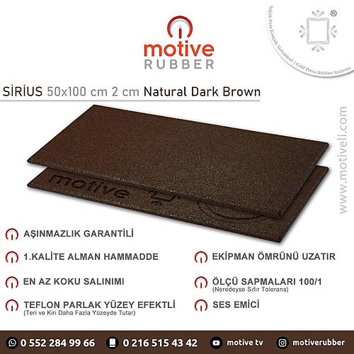 Motive Rubber Souk Pres Sirius Natural Dark Brown 50x100 cm 2 cm Profesyonel Anmazlk Garantili Souk Pres Kauuk Zemin 1 Adet