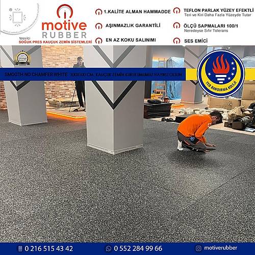 Motive Rubber Souk Pres Majr Smooth No Chamfer Whte 100x100 cm Profesyonel Anmazlk Garantili Souk Pres Kauuk Zemin 1 Adet