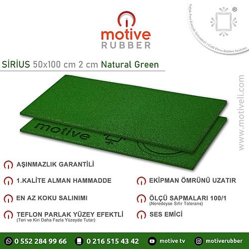 Motive Rubber Souk Pres Sirius Natural Green 50x100 cm 2 cm Profesyonel Anmazlk Garantili Souk Pres Kauuk Zemin 1 Adet