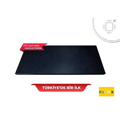 Rublex Kauuk Fitrub Black Pvc Kapl Kauuk Zemin 50x100 cm 1 cm Profesyonel Souk Pres Kauuk Zemin 1 Adet