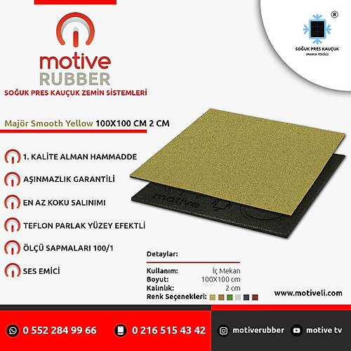 Motive Rubber Souk Pres Majr Motpermanent Yellow 100x100 cm 2 cm Profesyonel Anmazlk Garantili Souk Pres Kauuk Zemin 1 Adet