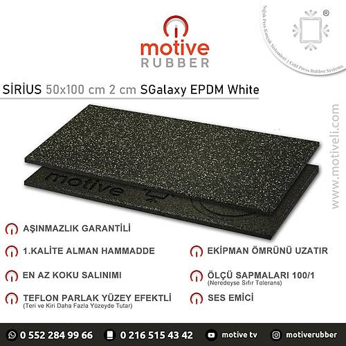 Motive Rubber Souk Pres Sirius SGalaxy White 50x100 cm 2 cm Profesyonel Anmazlk Garantili Souk Pres Kauuk Zemin 1 Adet