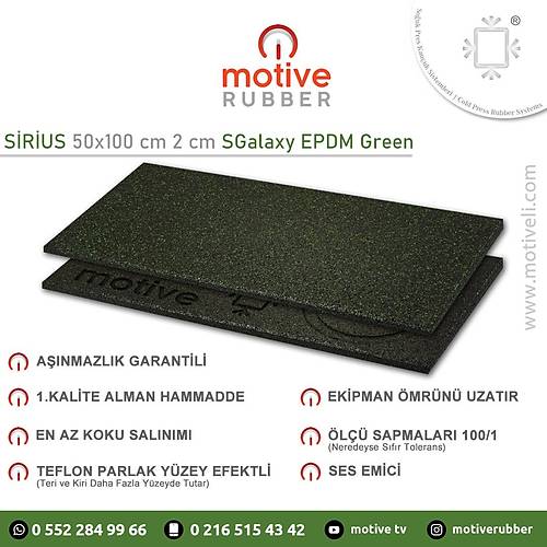 Motive Rubber Souk Pres Sirius SGalaxy Green 50x100 cm 2 cm Profesyonel Anmazlk Garantili Souk Pres Kauuk Zemin 1 Adet