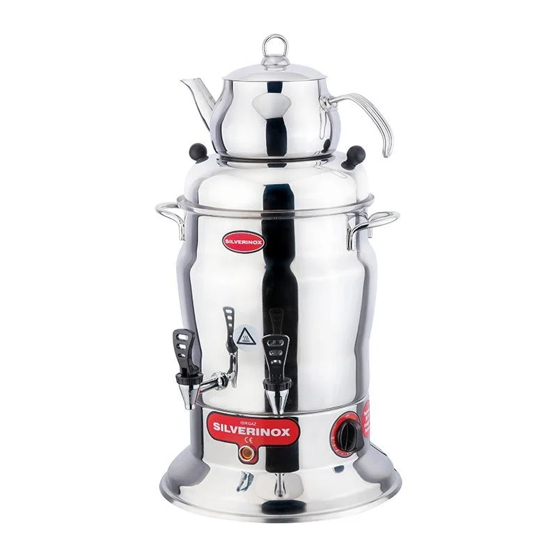 SilverInox Crown Çay Semaveri, 2 Demlikli, 160 Bardak Kapasiteli, 16 L, 2202