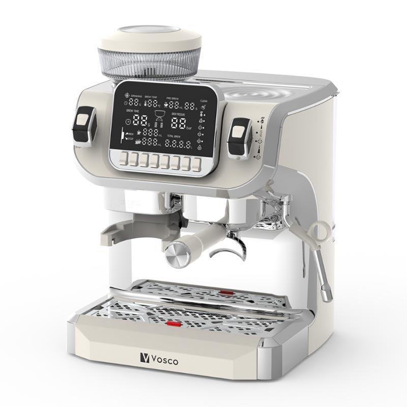 Vosco Öğütücülü Espresso Kahve Makinesi, 1 Gruplu, Beyaz VST-520ECB