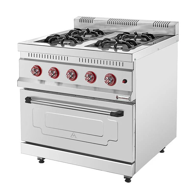 SilverInox 4 Gözlü Fırınlı Kuzine, 800x800x950 mm, Gazlı, KZN-80