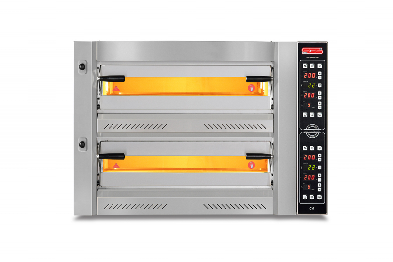 SGS Pizza Fırını Çift Katlı, 8 Adet Tava Kapasiteli, 12000 W PZ-7575-DE