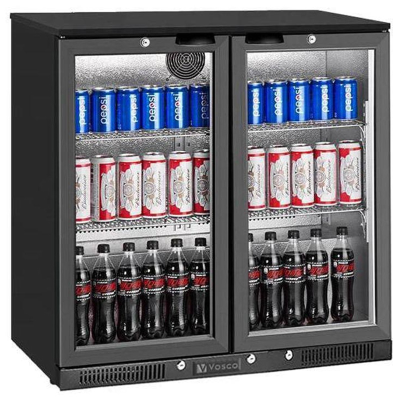 Vosco 2 Kapılı Bar Arkası Şişe Soğutucu Dolap, 238 L, Siyah, VBB-S250