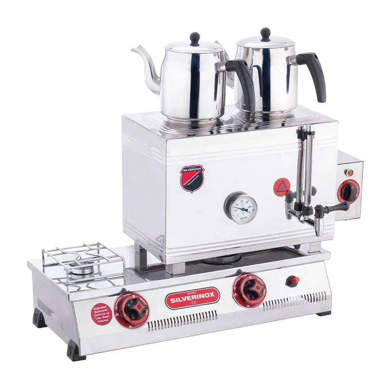 SilverInox 40 Model Kaynaklı Çay Ocağı, Çift Taban, 2 Demlikli, 28 L, LPG'li, 2100