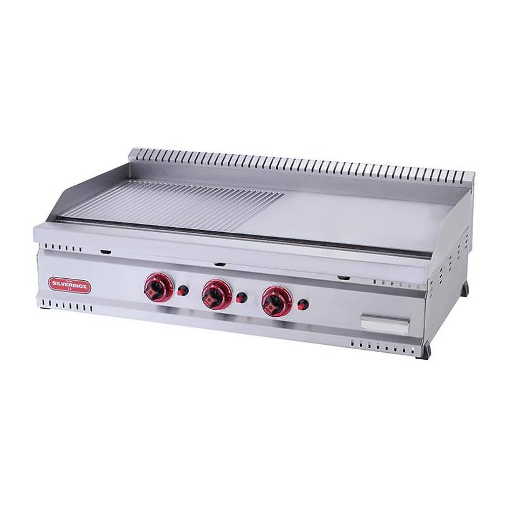 SilverInox Yarı Oluklu Izgara, 80x60cm, Gazlı-Lpg