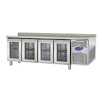 CSA İnox 4 Kapılı Camlı Tezgah Tipi Buzdolabı, 550 Litre 430 Kalite CS-TEZ 4-600-C