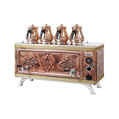 Atee Gold Compact Otomatik Gazl Elektrikli Bakr 4 Demlikli ay Kazan, 45 Litre, GCAGE04