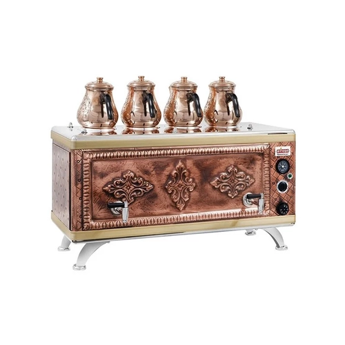Atee Gold Compact Otomatik Gazl Elektrikli Bakr 4 Demlikli ay Kazan, 45 Litre, GCAGE04
