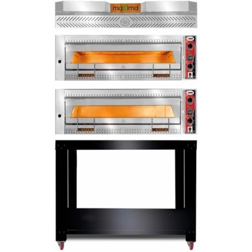 GMG Maxima PEF V Serisi 2 Katl� Komple Ta� Pizza F�r�n�, � 35cm 6+6 Tepsi Kapasiteli