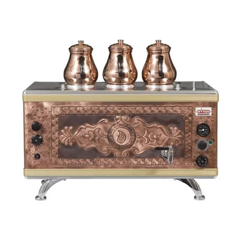 Atee Gold Compact Otomatik Gazl Elektrikli Bakr 3 Demlikli ay Kazan, 34 Litre, GCAGE03