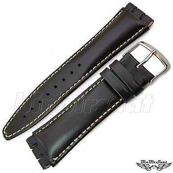 SWC21M-B9 Swatch Uyumlu 21MM Bandco Hakiki Deri Saat Kordonu