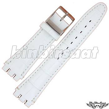 BANDCO SWATCH UYUMLU 19MM Hakiki Deri Saat Kordonu Beyaz BANDCO19M-1