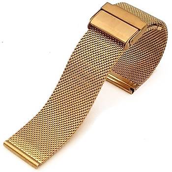 1. Kalite Hasr rg nce elik Saat Kordonu - Altn Rengi 18-20-22-24-26-28mm
