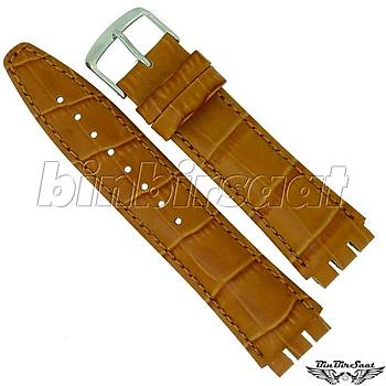 SWC21M-6  SWATCH UYUMLU 21MM Bandco Hakiki Deri Saat Kordonu Taba