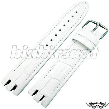 BANDCO SWC21M-8 SWATCH UYUMLU 21MM Beyaz Hakiki Deri Saat Kordonu YTG-400 ile uyumlu