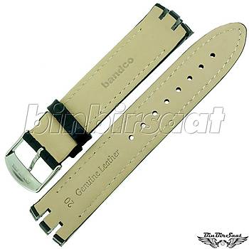 BANDCO SWC21M-3 SWATCH UYUMLU 21MM SYAH Hakiki Deri Saat Kordonu YTG 400 ile uyumlu