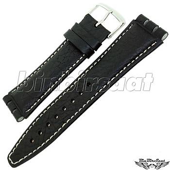 SWC21M-2B  SWATCH UYUMLU 21MM Bandco Hakiki Deri Saat Kordonu SYAH