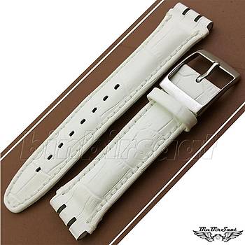 BANDCO SWATCH UYUMLU 19MM Hakiki Deri Saat Kordonu Beyaz BANDCO19M-1