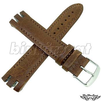BANDCO SWC21M-5 SWATCH UYUMLU 21MM Koyu Kahverengi Hakiki Deri Saat Kordonu YTG 400 ile uyumlu