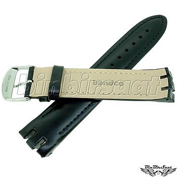 BANDCO SWC21M-2 SWATCH UYUMLU 21MM SYAH Hakiki Deri Saat Kordonu YTG 400 ile uyumlu
