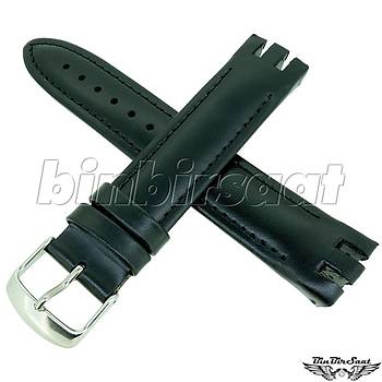 BANDCO SWC21M-2 SWATCH UYUMLU 21MM SYAH Hakiki Deri Saat Kordonu YTG 400 ile uyumlu