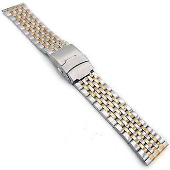 Paslanmaz elik Parlak Saat Kordonu 18-20-22mm ZR1822-Z3SB Bicolor