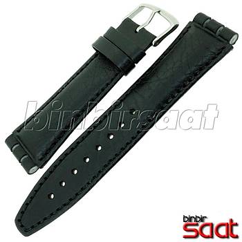 SWC21M-2  SWATCH UYUMLU 21MM Bandco Hakiki Deri Saat Kordonu SYAH