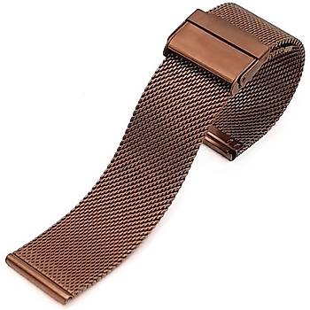 1. Kalite Hasr rg nce elik Saat Kordonu - Kahverengi 18-20-22-24-26-28mm