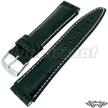 SWC21M-3B  SWATCH UYUMLU 21MM Bandco Hakiki Deri Saat Kordonu SYAH
