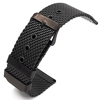Tokal Model elik 1. Kalite Hasr Siyah Saat Kordonu 2.4mm Kalnlk 18-20-22-24mm ZH1824M-S