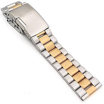Solid 316L elik Mat Bicolor Saat Kordonu A Kalite 20-24mm ZR2024M-SB