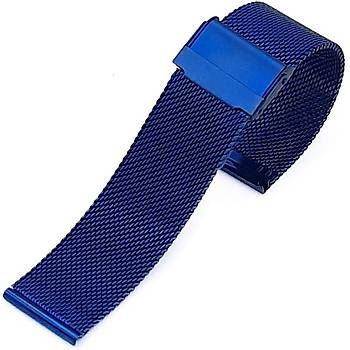 1. Kalite Hasr rg nce elik Saat Kordonu - Mavi 18-20-22-24-26-28mm