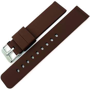 Akll Pimli Rubber Silikon A Kalite Saat Kay Kahverengi 18-20-22mm ZR1822M-K1