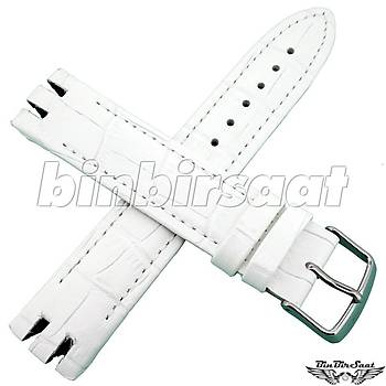 BANDCO SWC21M-8 SWATCH UYUMLU 21MM Beyaz Hakiki Deri Saat Kordonu YTG-400 ile uyumlu