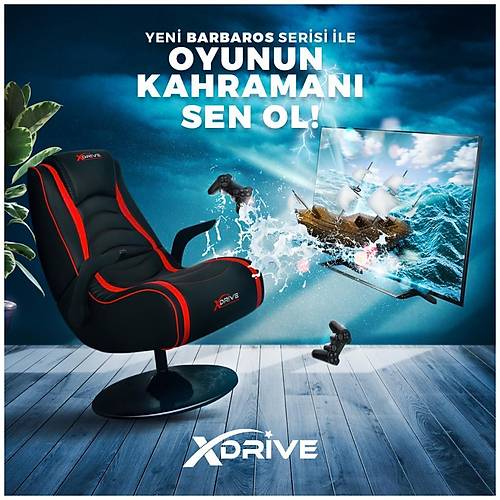 xDrive Barbaros Fla Tab. Oyun ve Oyuncu Koltuu Krmz/Siyah
